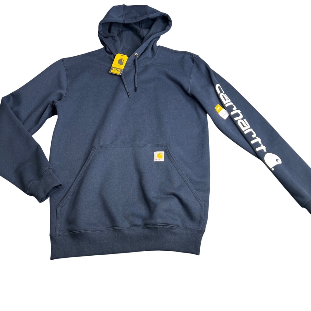 Carhartt Mens Loose Fit Midweight Logo Graphic Hoodie Navy Blue K288-472 Size S
